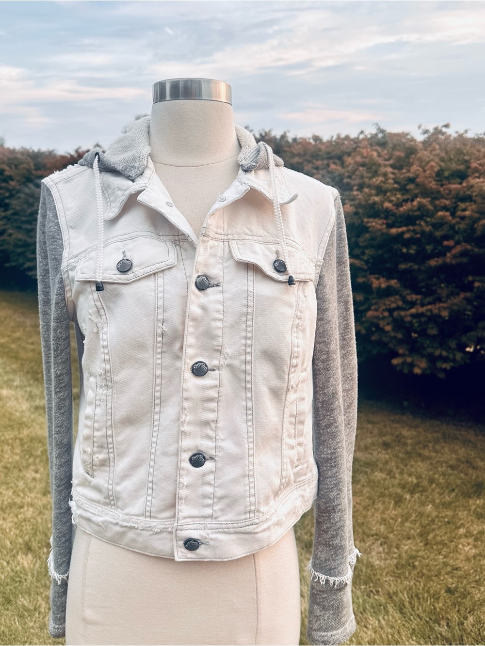 Free People Knit Hooded Denim Jacket - Picture 8 of 16